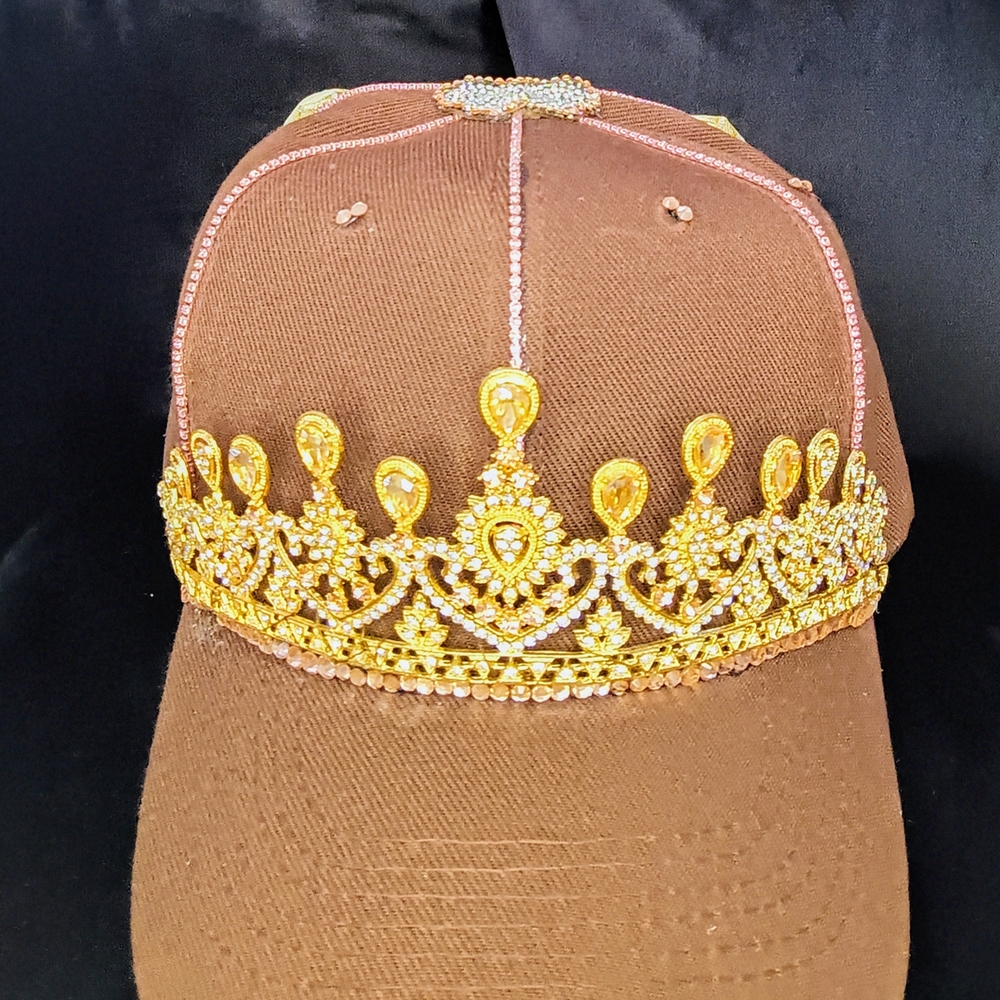 Brown and Gold Embellished Cap